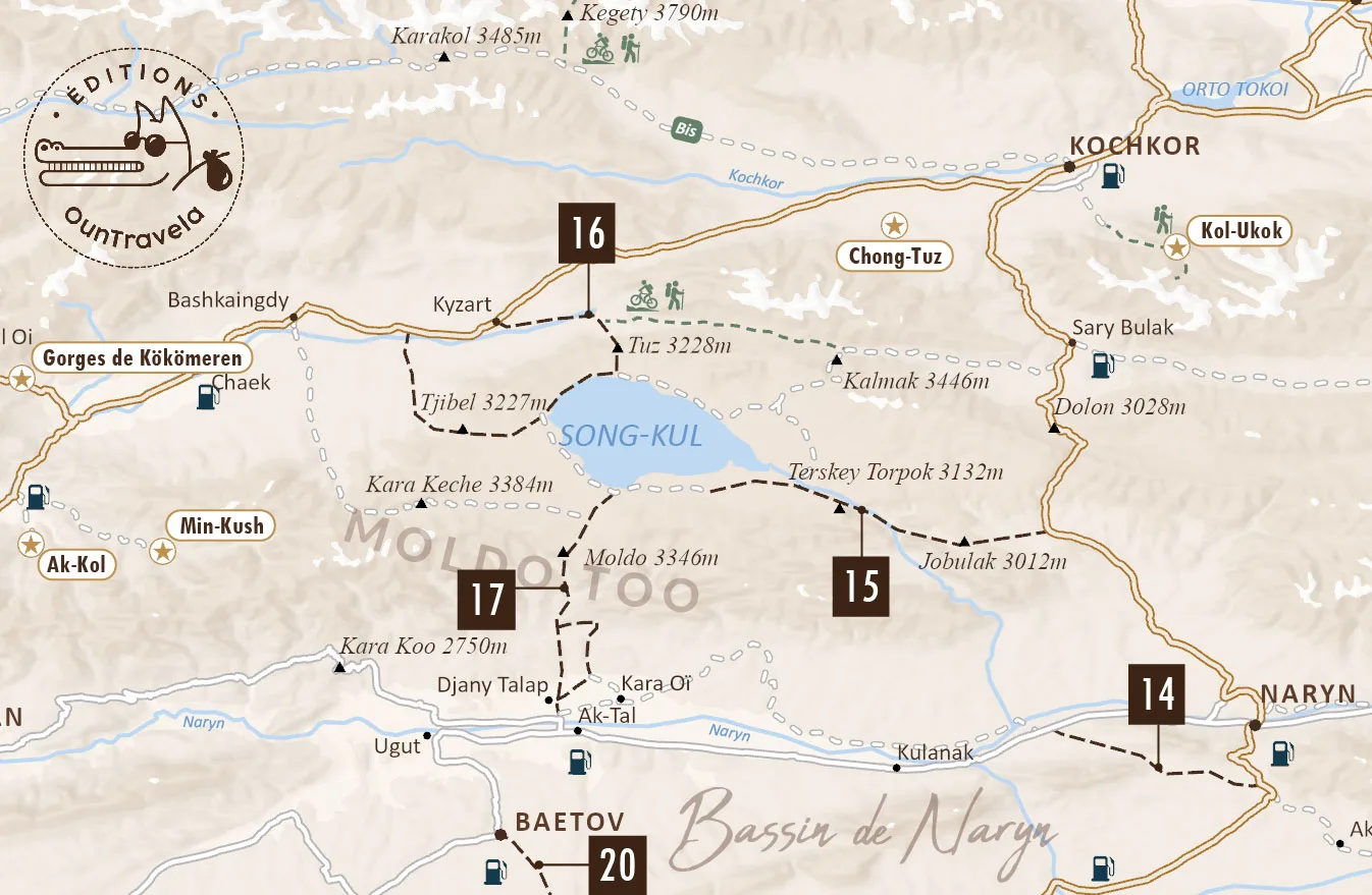 map of the Song-Kul region from the book EXPLORE KIRGHIZISTAN