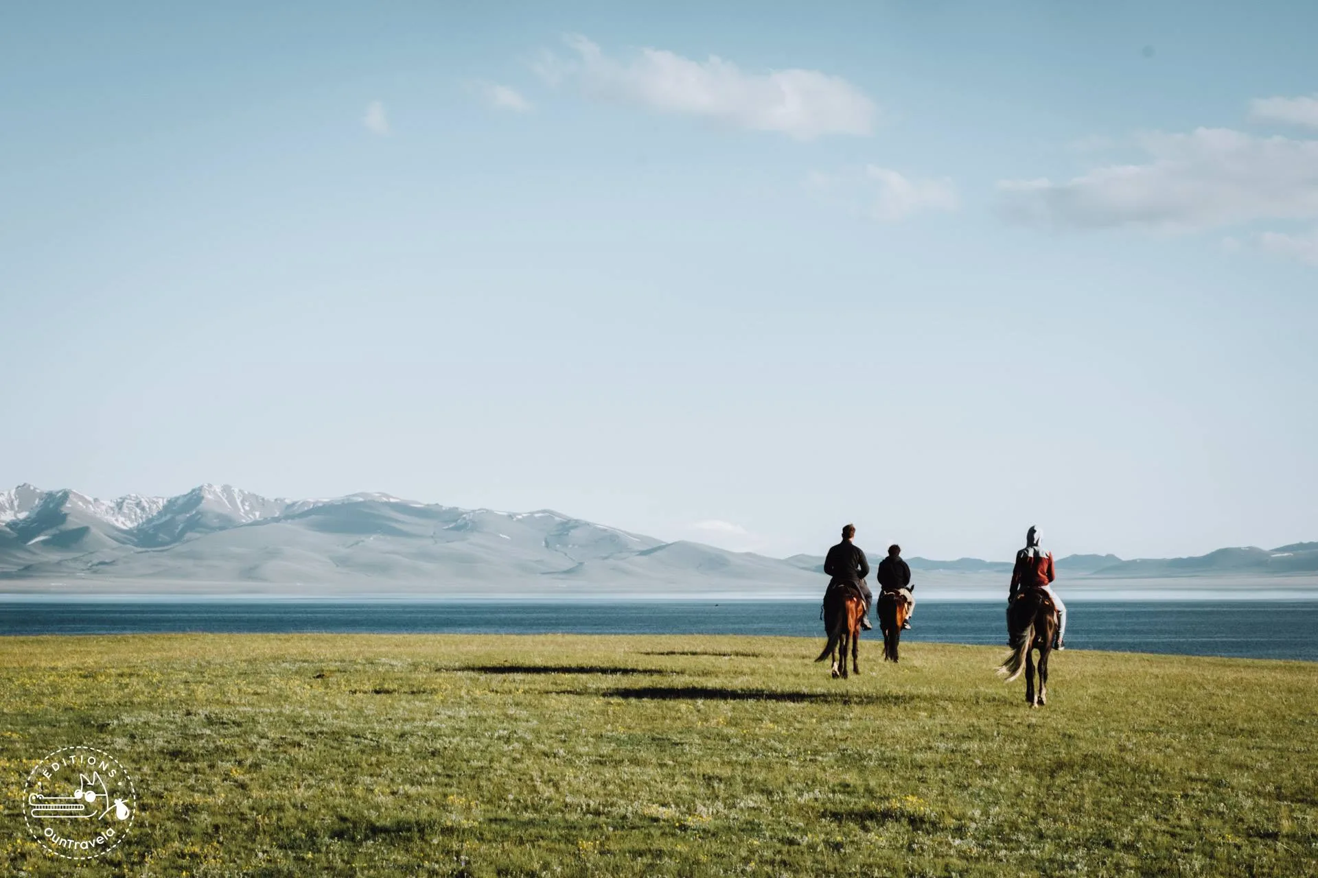 horseback riding on lake Song-Kul in kyrgyzstan
