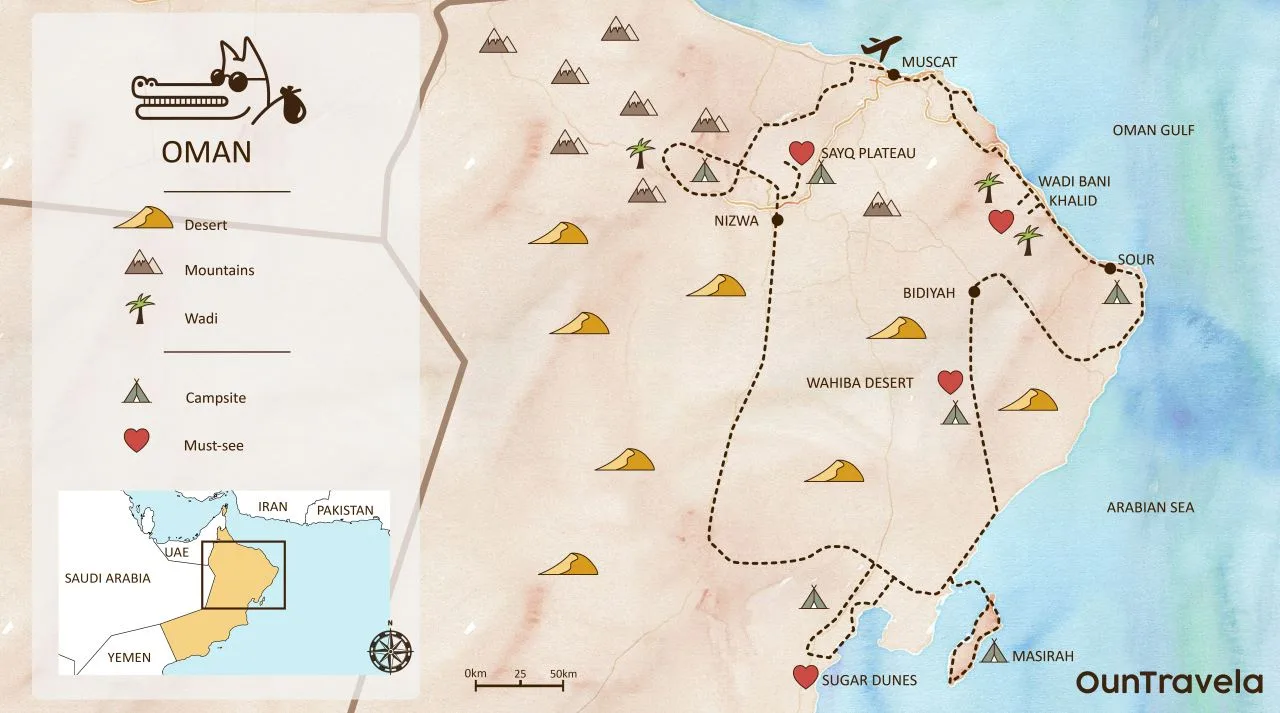 our itinerary for a 15-day 4x4 road trip in Oman